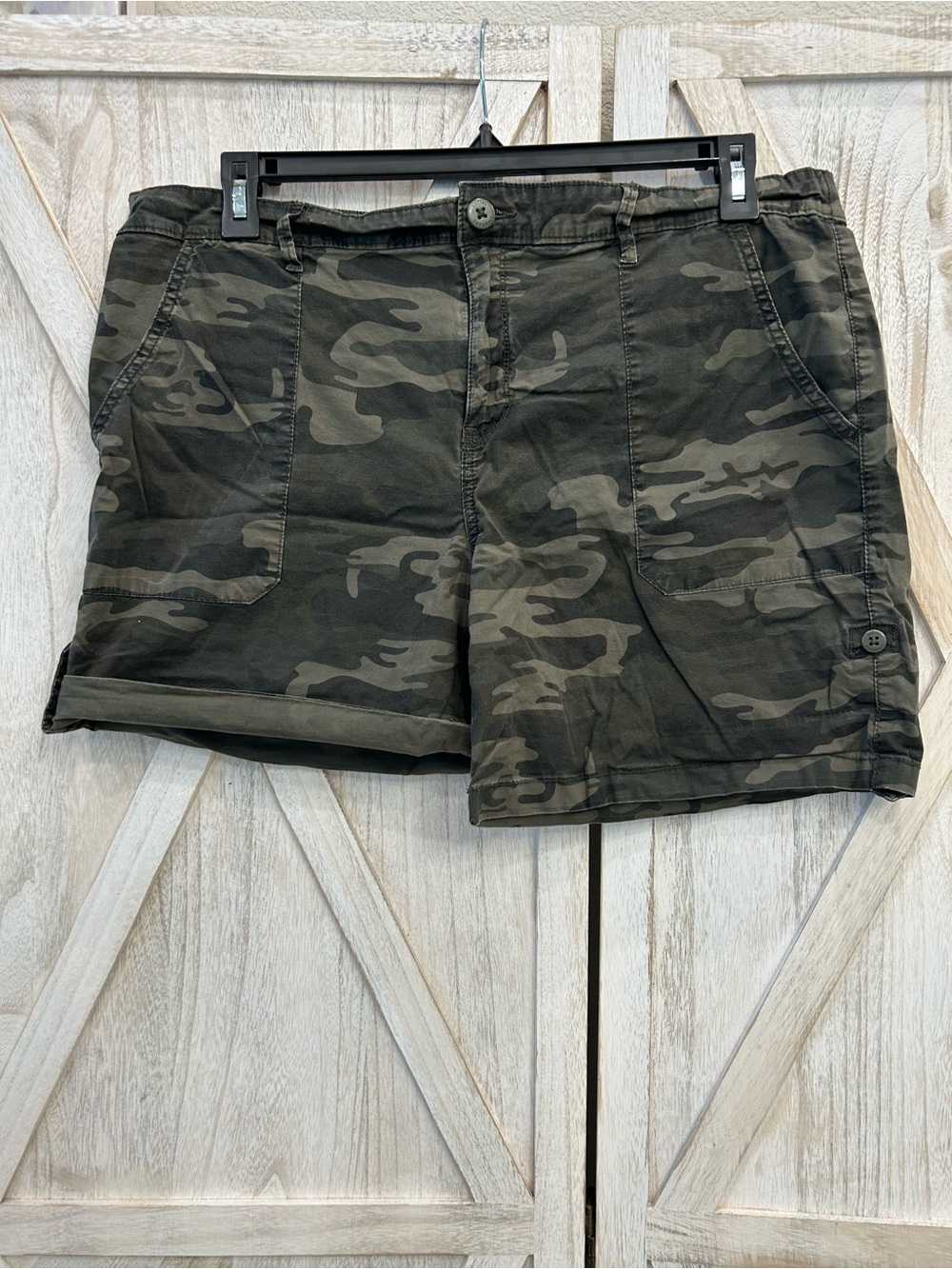 Camo Utility Cargo Shorts - Olive Green